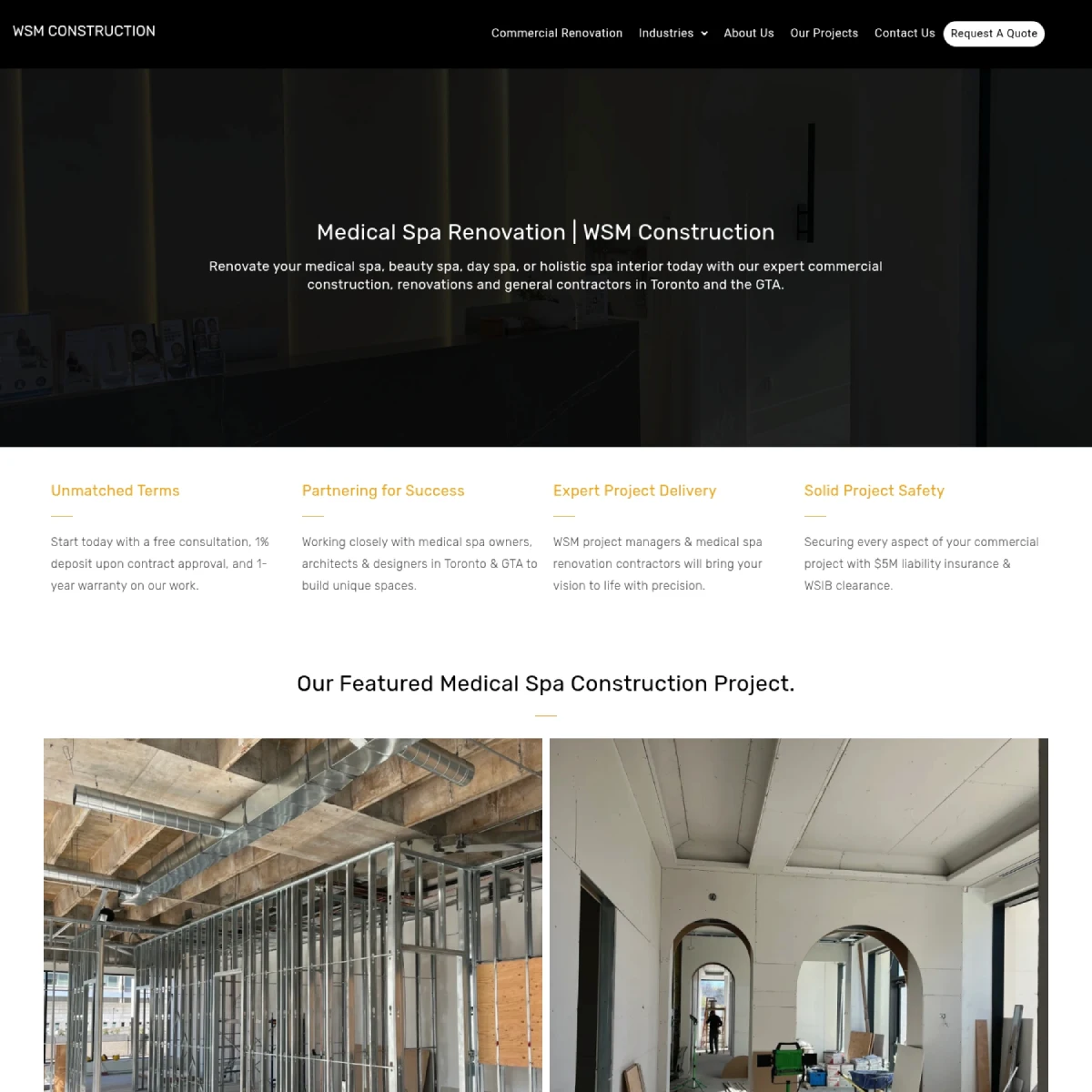 Commercial renovation project page website mockup